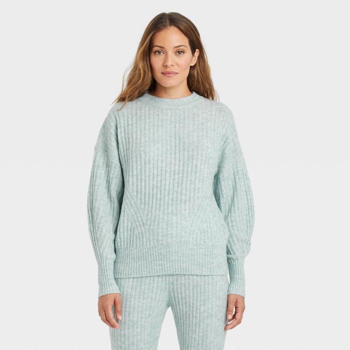 Women's Crewneck Ribbed Pullover Sweater - A New Day Blue