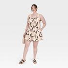 Women's Plus Size Sleeveless Crossback Linen Romper Dress - A New Day Cream Swirl 4x, Ivory
