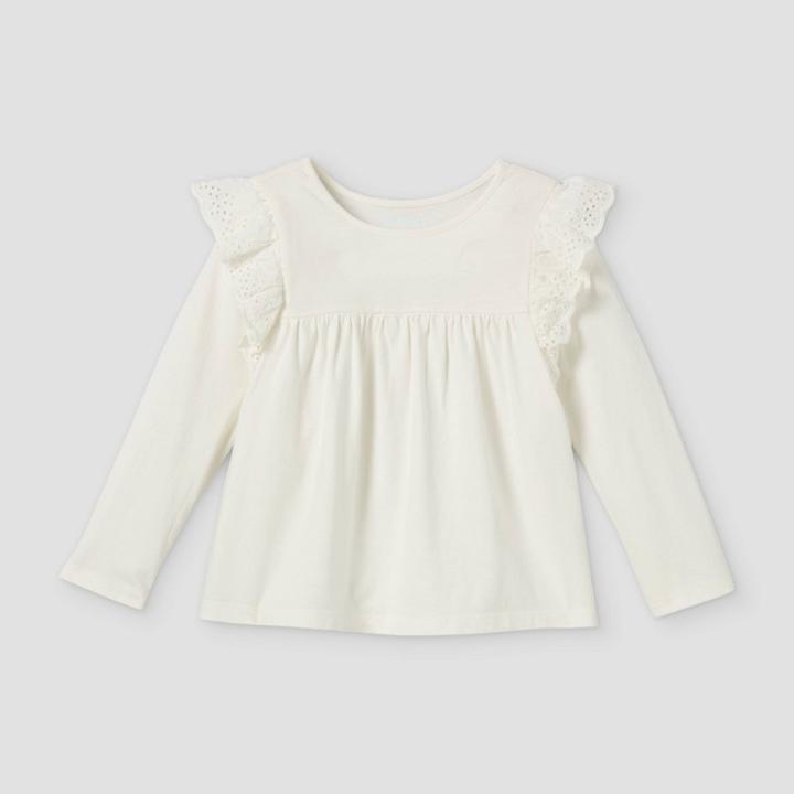 Toddler Girls' Eyelet Long Sleeve Blouse - Cat & Jack Cream