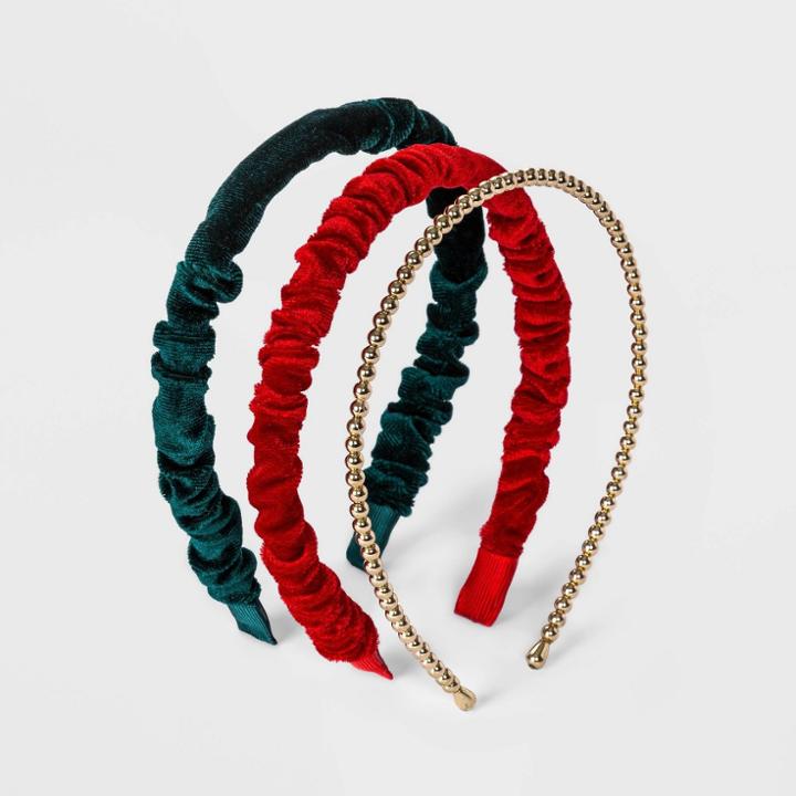 No Brand Holiday Novelty Multi Solid Velvet And Bead Covered Headband