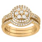Tiara 0.9 Ct. T.w. 3-piece Multi Round Cubic Zirconia Ring Set In 14k Gold Over Silver - (6), Girl's, Yellow