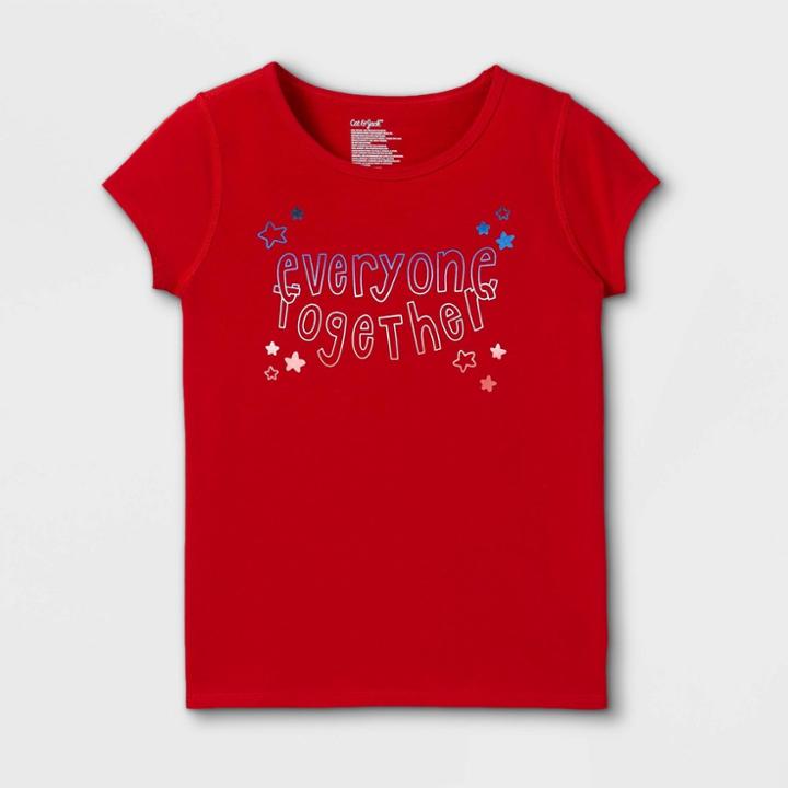 Girls' Adaptive 4th Of July Short Sleeve Graphic T-shirt - Cat & Jack Red