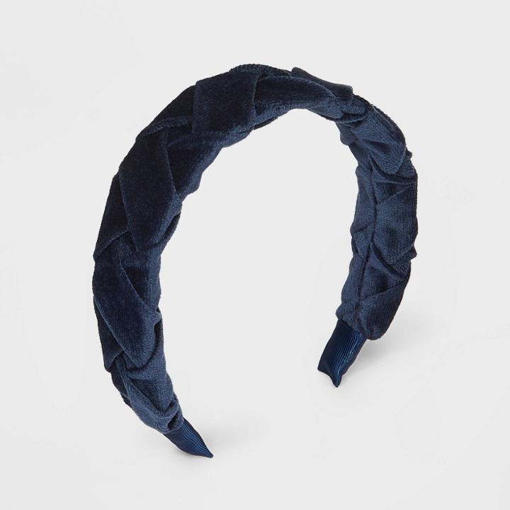 Girls' Braided Velvet Headband - Art Class Navy