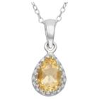 Tiara Pear-cut Citrine Crown Pendant In Sterling