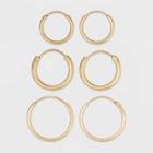 Gold Over Sterling Silver Endless Hoop Fine Jewelry Earring Set 3pc - A New Day Gold, Women's