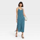 Women's Floral Print Slip Dress - A New Day Blue