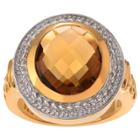 Journee Collection 2 1/4 Ct. T.w. Oval-cut Quartz Solitaire Bezel Set Ring In 14k Goldplated Sterling Silver - Champagne,