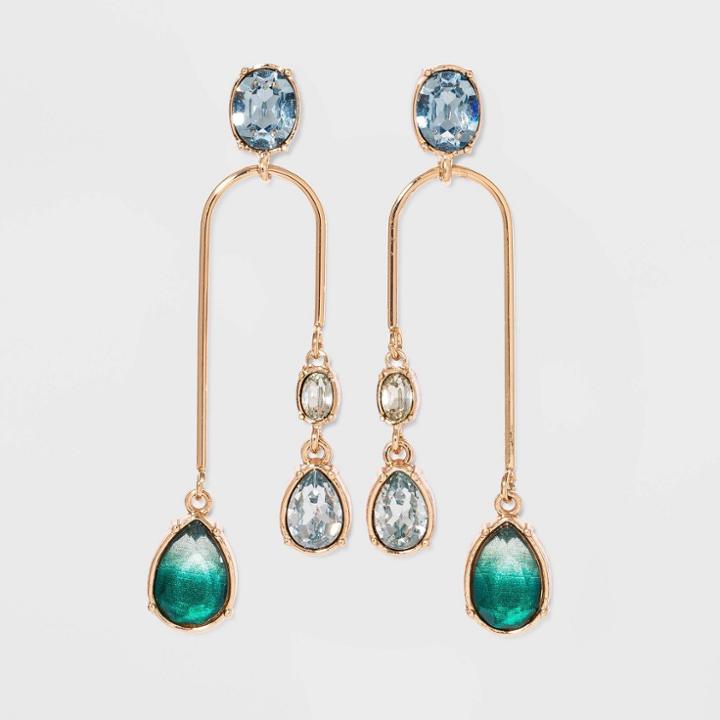 Mixed Stones With Ombre Effect Drop Earrings - A New Day Green