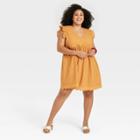 Women's Plus Size Ruffle Short Sleeve Eyelet A-line Dress - Knox Rose Amber