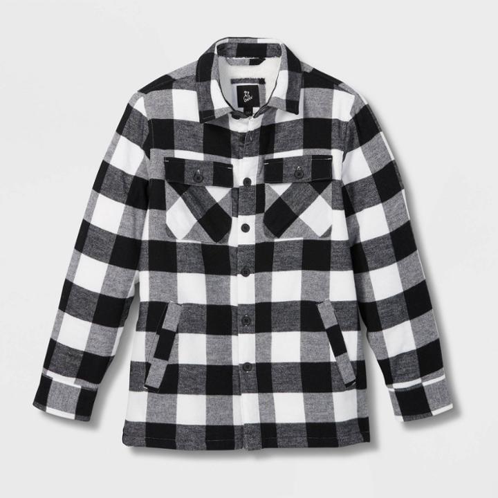 Kids' Plaid Shirt Jacket - Art Class Black