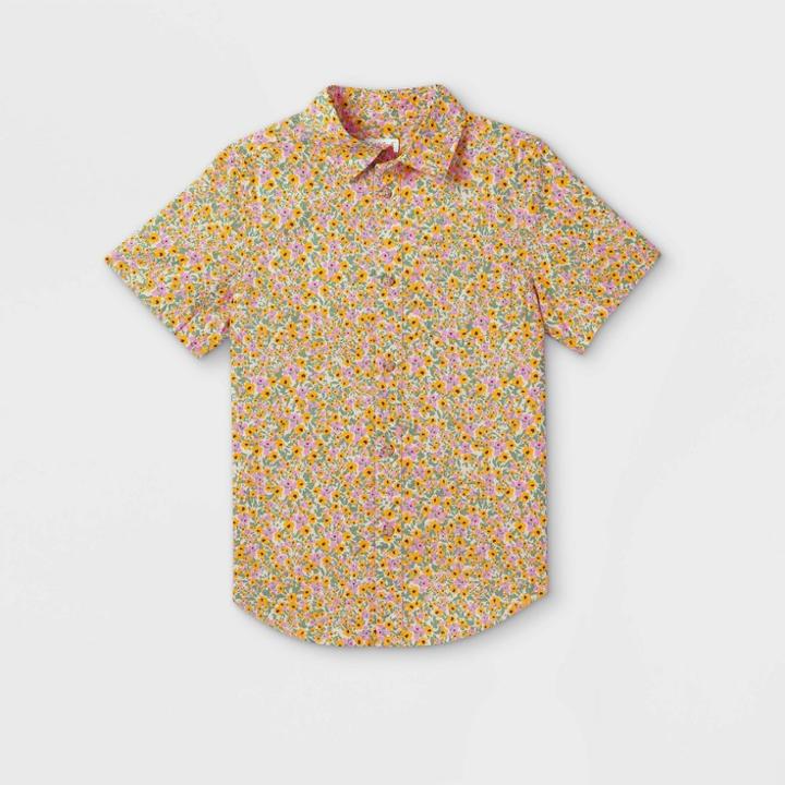 Boys' Button-down Short Sleeve Shirt - Cat & Jack Yellow