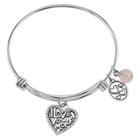 Distributed By Target Women's 'i Love You More' Expandable Bangle In Stainless Steel, Silver/pink Ice