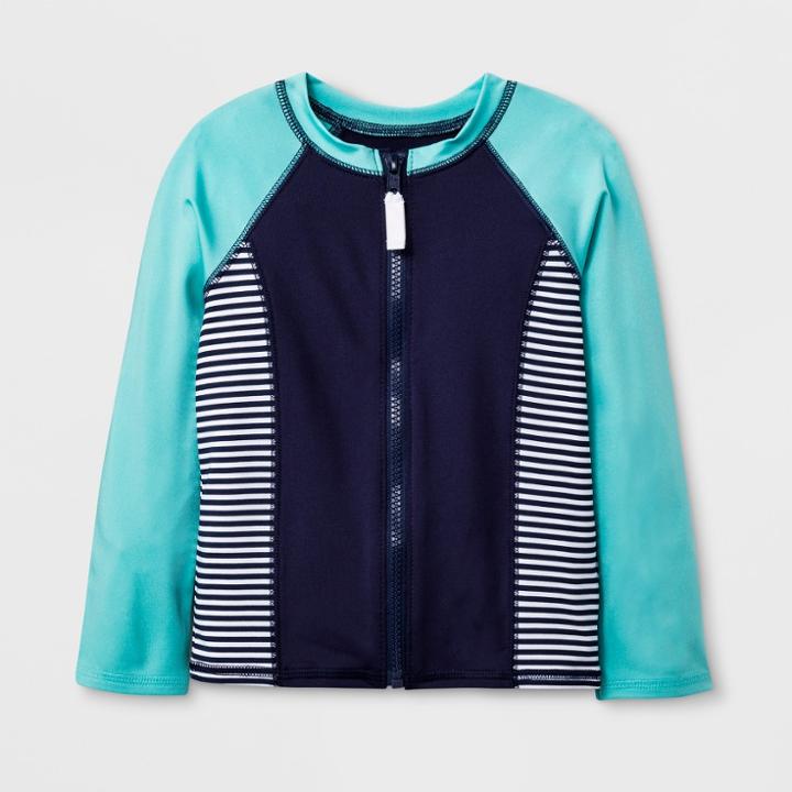 Toddler Boys' Long Sleeve Zip-up Rash Guard - Cat & Jack Blue