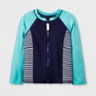 Toddler Boys' Long Sleeve Zip-up Rash Guard - Cat & Jack Blue