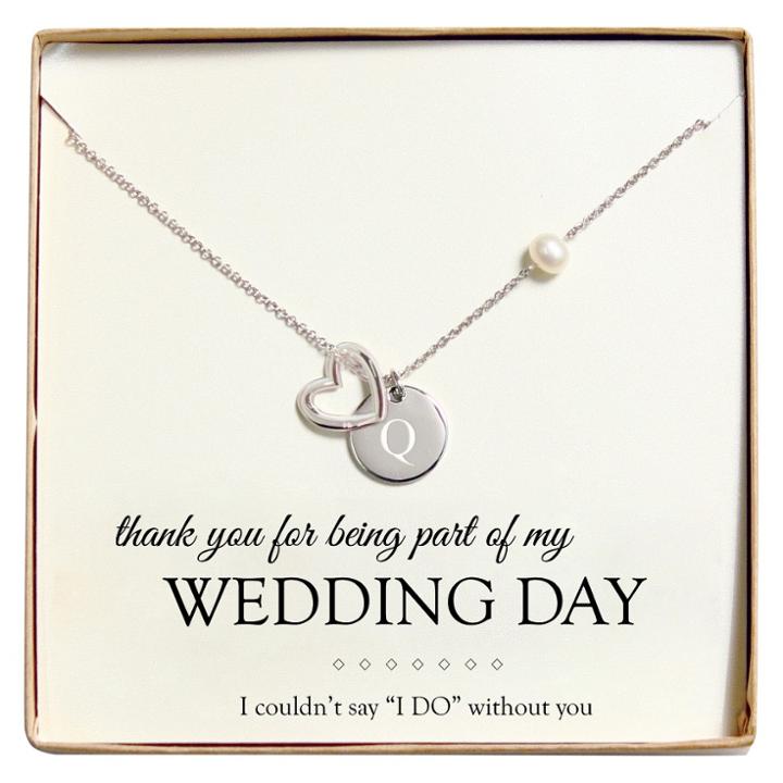 Cathy's Concepts Monogram Wedding Day Open Heart Charm Party Necklace - Q,
