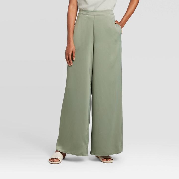 Women's Mid-rise Silky Wide Leg Pants - Prologue Green