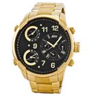 Men's Jbw J6248e G4 Three Time Zone Swiss Movement Stainless Steel Real Diamond Watch - Gold,