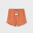 Girls' Tie Waist Ruffle Shorts - Art Class Orange