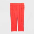 Girls' Laser Cut Capri Leggings With Pockets - All In Motion Bright Red