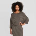 Women's Dolman 3/4 Sleeve Scoop Neck Sweatshirt - Prologue Brown