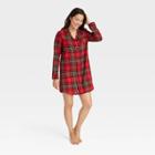 Women's Holiday Tartan Plaid Flannel Matching Family Pajama Nightgown - Wondershop Red