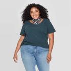Women's Plus Size Short Sleeve V-neck Pocket T-shirt - Universal Thread Green