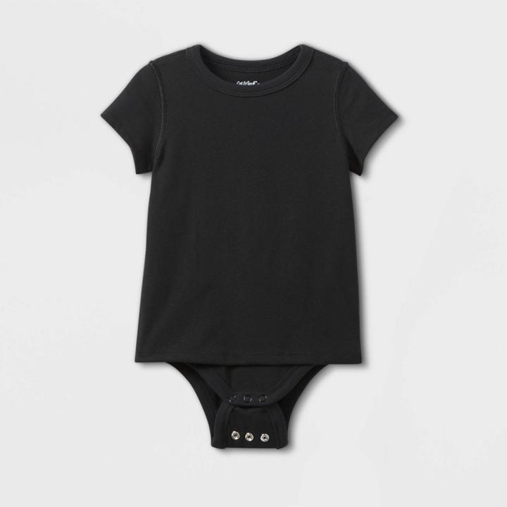 Toddler Kids' Adaptive Short Sleeve Bodysuit With Abdominal Access - Cat & Jack Black