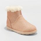 Girls' Haiden Microsuede Fleece Ankle Fashion Boots - Cat & Jack Rose Gold