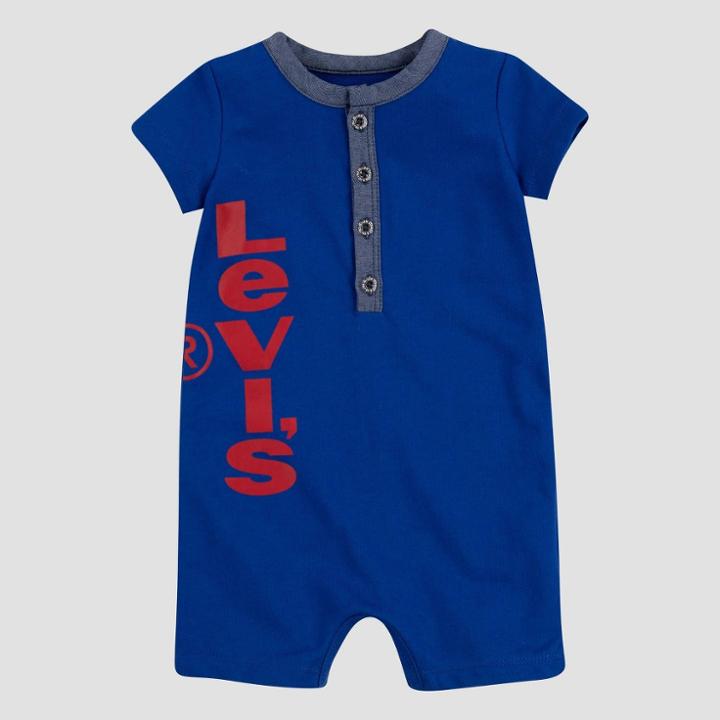 Levi's Baby Boys' Chambray Henley Coveralls - True Blue Newborn