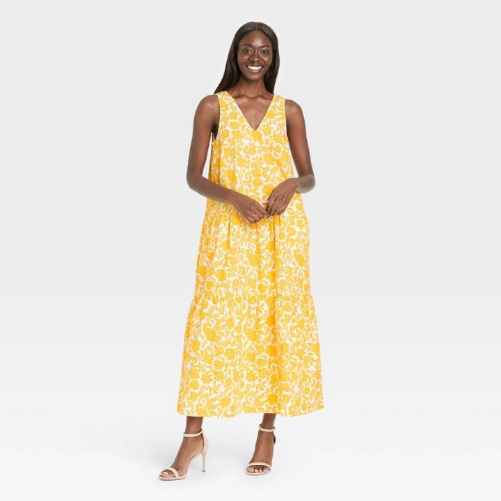 Women's Sleeveless Dress - Who What Wear Yellow Floral