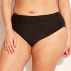 Women's Plus Size Twist High Waist Bikini Bottom - Kona Sol Black