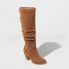Women's Lanae Microsuede Heeled Scrunch Riding Boots - Universal Thread Cognac