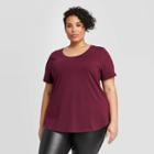 Women's Plus Size Short Sleeve Scoop Neck Relaxed T-shirt - Ava & Viv Red 1x, Women's,
