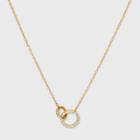 14k Gold Plated Open Circle Cubic Zirconia Station Necklace - A New Day Gold