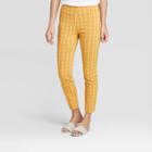 Women's Plaid High-rise Skinny Ankle Pants - A New Day Gold