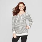 Maternity Striped Lace-up Sweatshirt - Isabel Maternity By Ingrid & Isabel Black