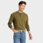 Men's Long Sleeve Henley T-shirt - Goodfellow & Co Forest Green