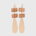 Semi-precious Dyed Pink Moonstone And Flat Metal With Rectangle Drop Earrings - Universal Thread Blush Pink