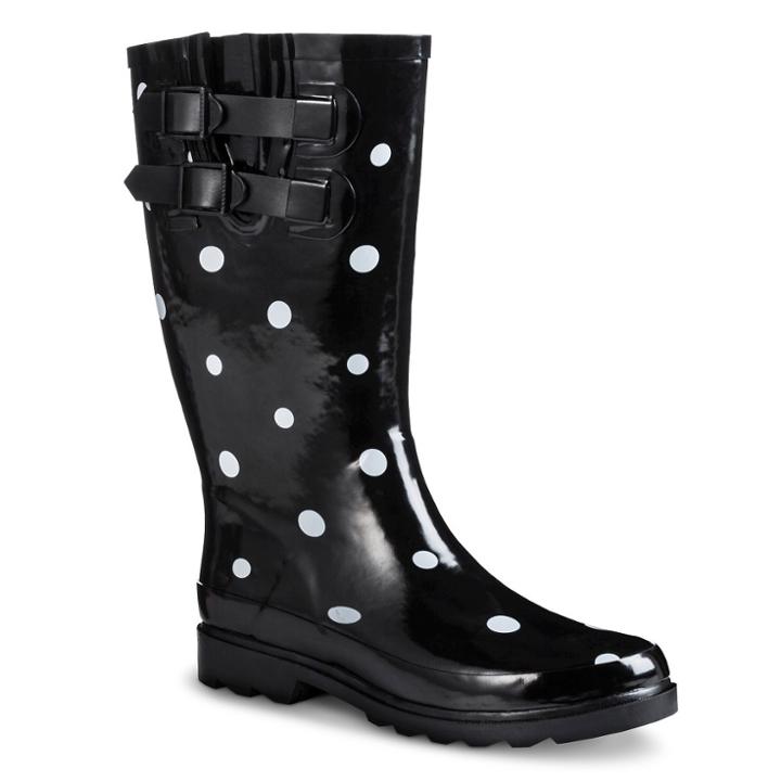 Target Women's Novel Dot Rain Boot - Black