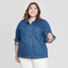 Women's Plus Size Denim Chore Jacket - Universal Thread Medium Wash 1x, Size: