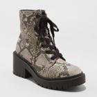 Women's Brie Snake Print Lace Up Combat Boot - Universal Thread Gray