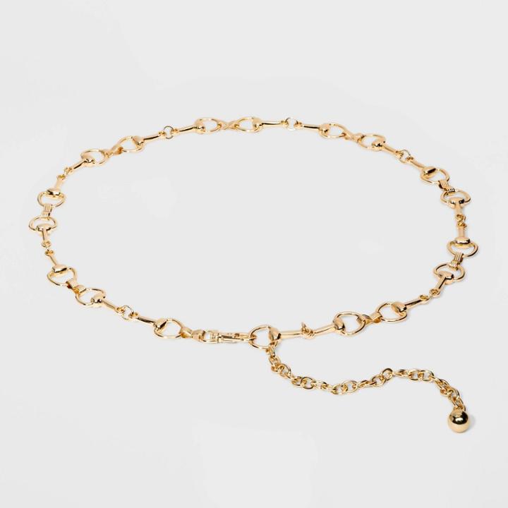 Women's Equestrian Horse Bit Chain Belt - A New Day Gold