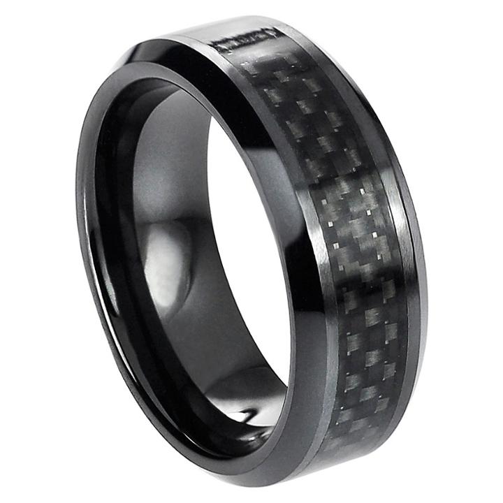 Men's Daxx Ceramic Band With Black Carbon Fiber Inlay - Black