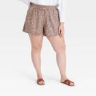Women's Plus Size Leopard Print High-rise Pull-on Shorts - A New Day Brown