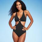 Shade & Shore Women's Pucker Textured Ring Detail Monokini One Piece Swimsuit - Shade &