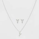 Initial Y Crystal Jewelry Set - A New Day Silver, Women's