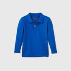 Toddler Boys' Long Sleeve Interlock Uniform Polo Shirt - Cat & Jack Blue