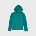 Boys' Doubleknit Hooded Long Sleeve T-shirt - Cat & Jack Teal
