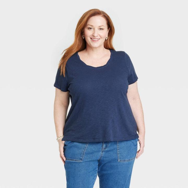 Women's Plus Size Plus Size Short Sleeve T-shirt - Knox Rose Blue