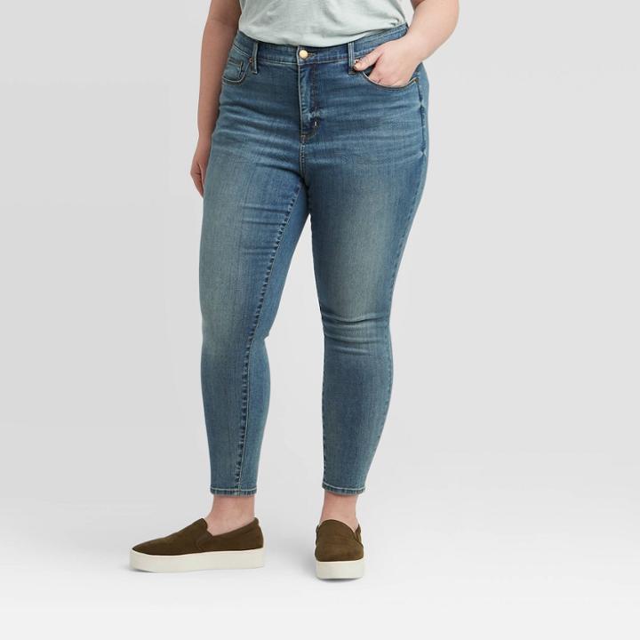 Women's Plus Size High-rise Button Fly Skinny Jeans - Universal Thread Medium Wash 20w, Women's, Blue